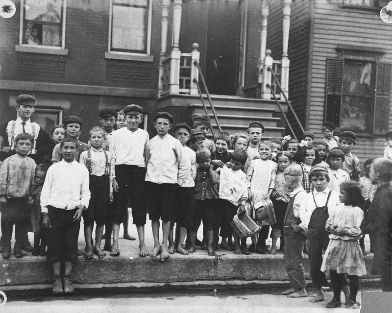 Children playing on sidewalk. Children playing on sidewalk Chicago, IL; ca. 1905 photographer unknown.